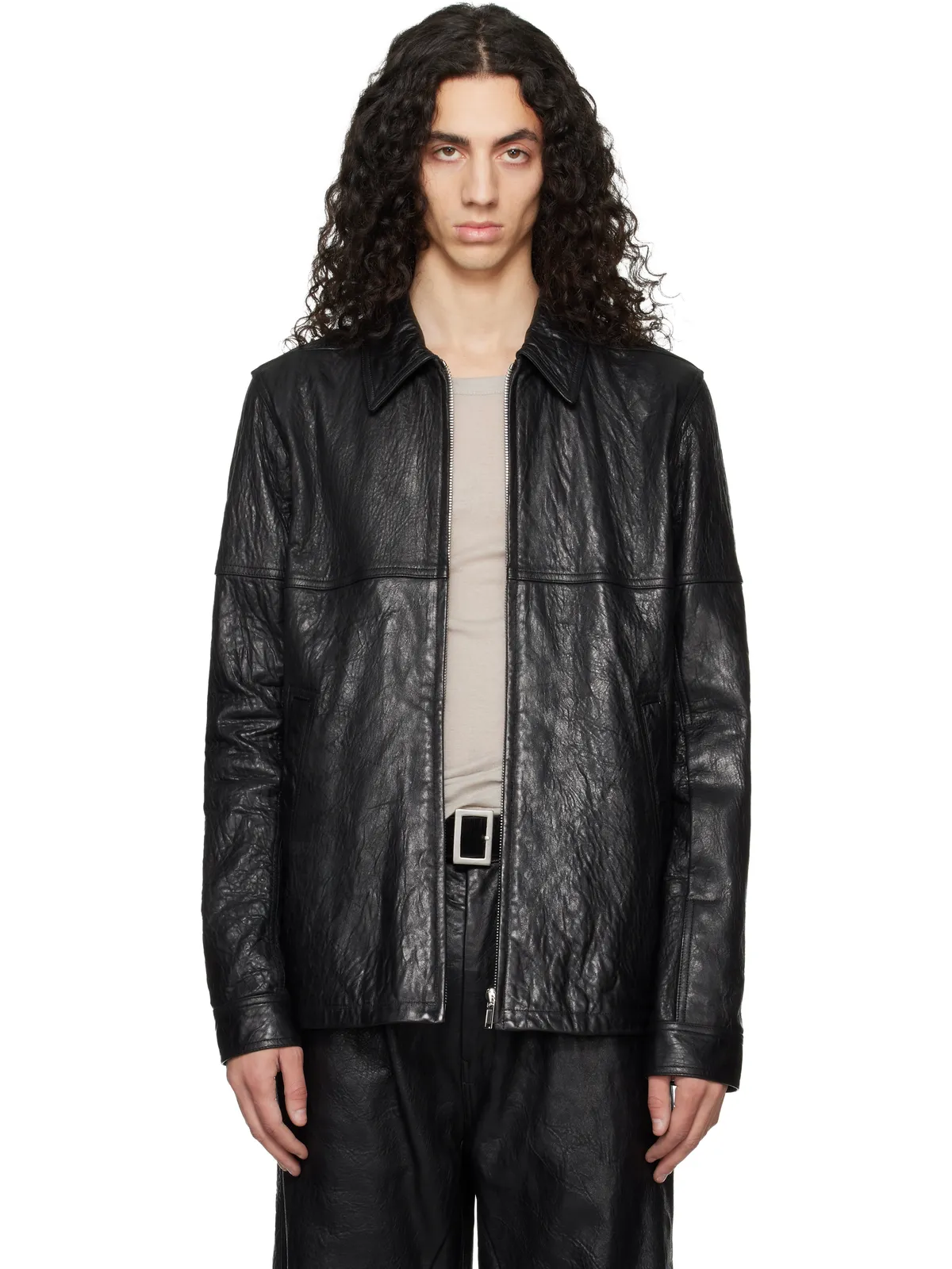 Rick Owens Temple Brad レザージャケット - 画像1