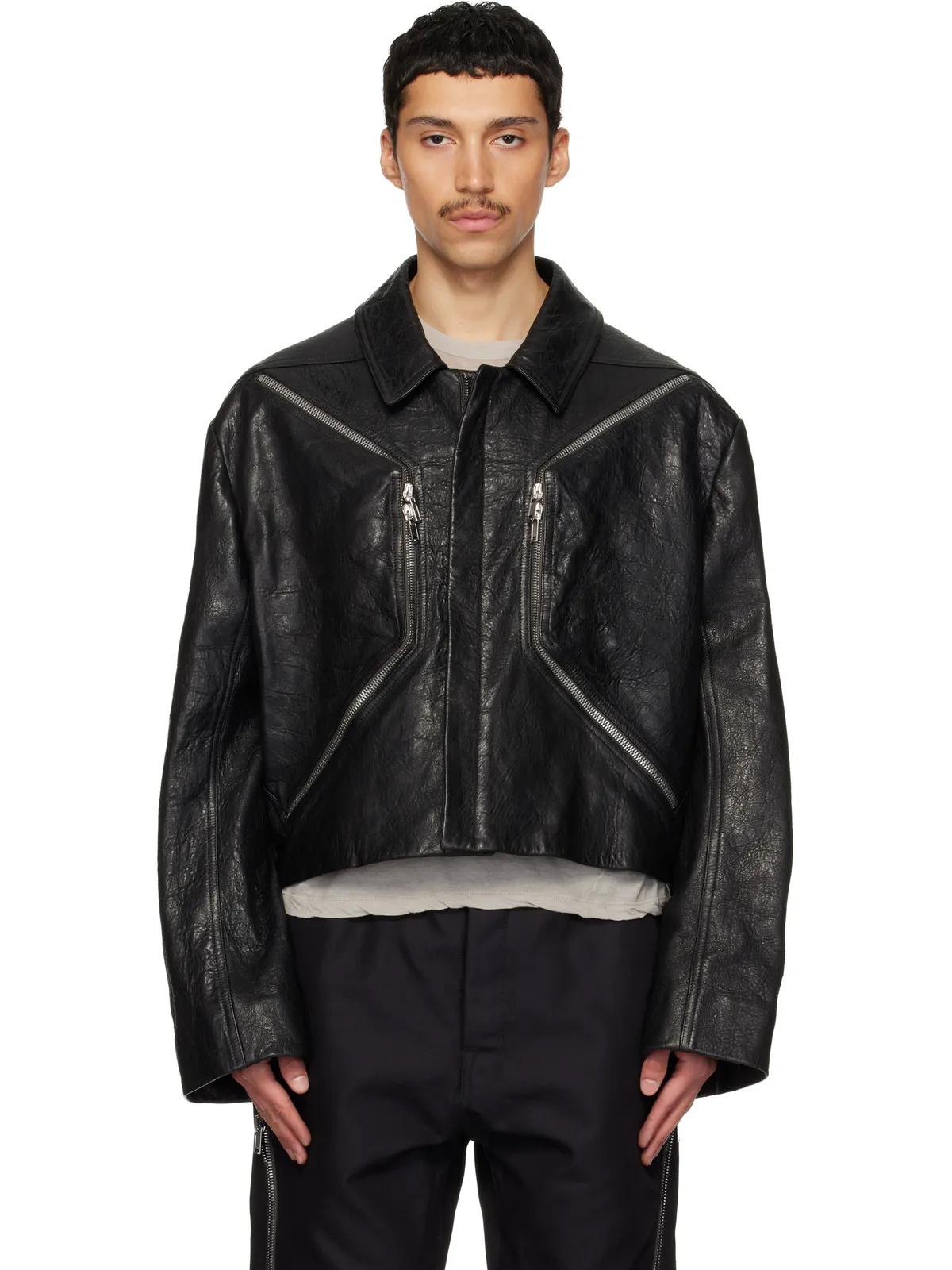 Rick Owens Temple Heizer Mac レザージャケット - 画像1