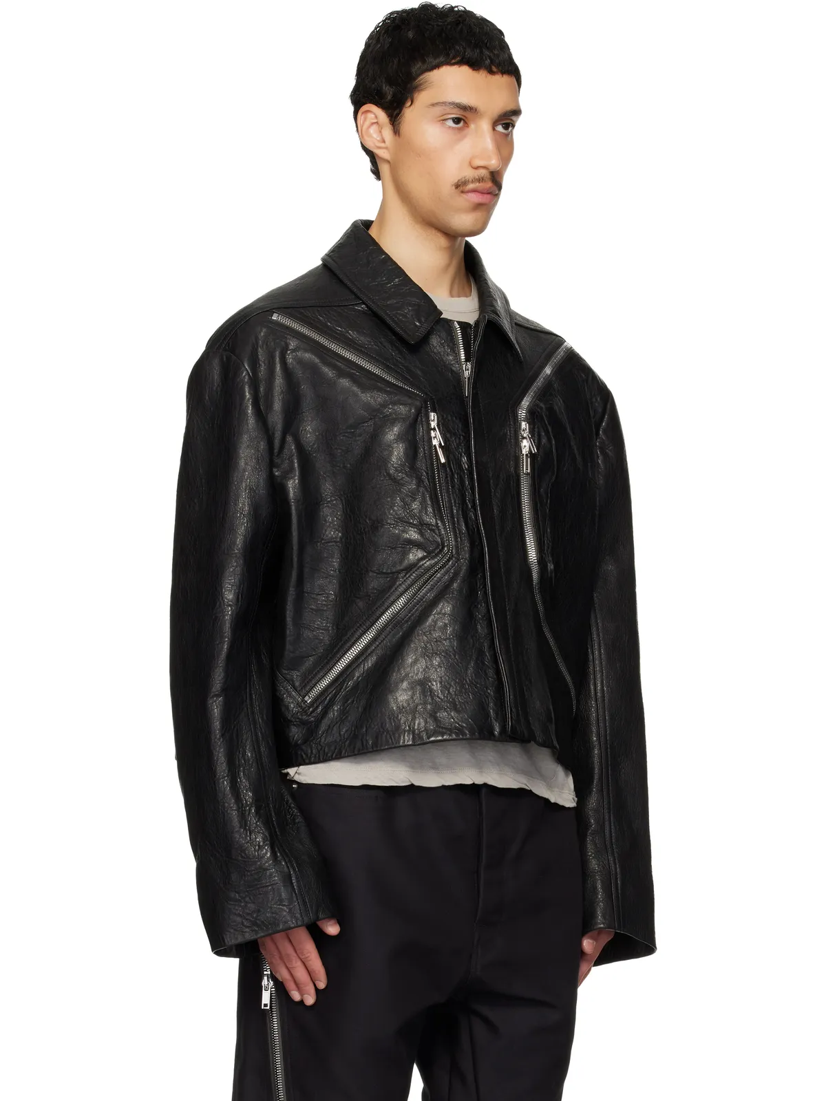 Rick Owens Temple Heizer Mac レザージャケット - 画像2