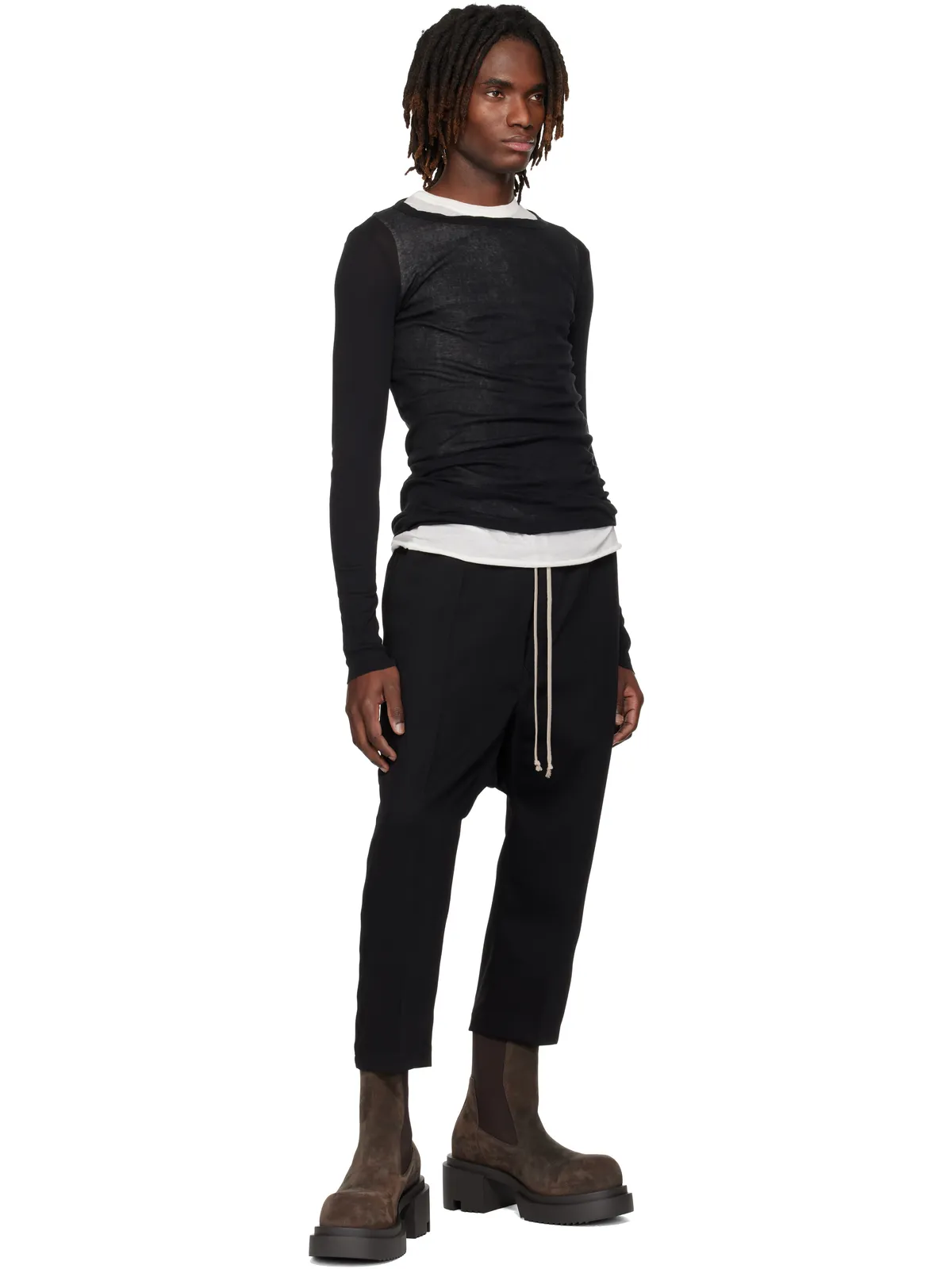 Rick Owens Temple ドローストリング クロップド トラウザーズ - 画像4