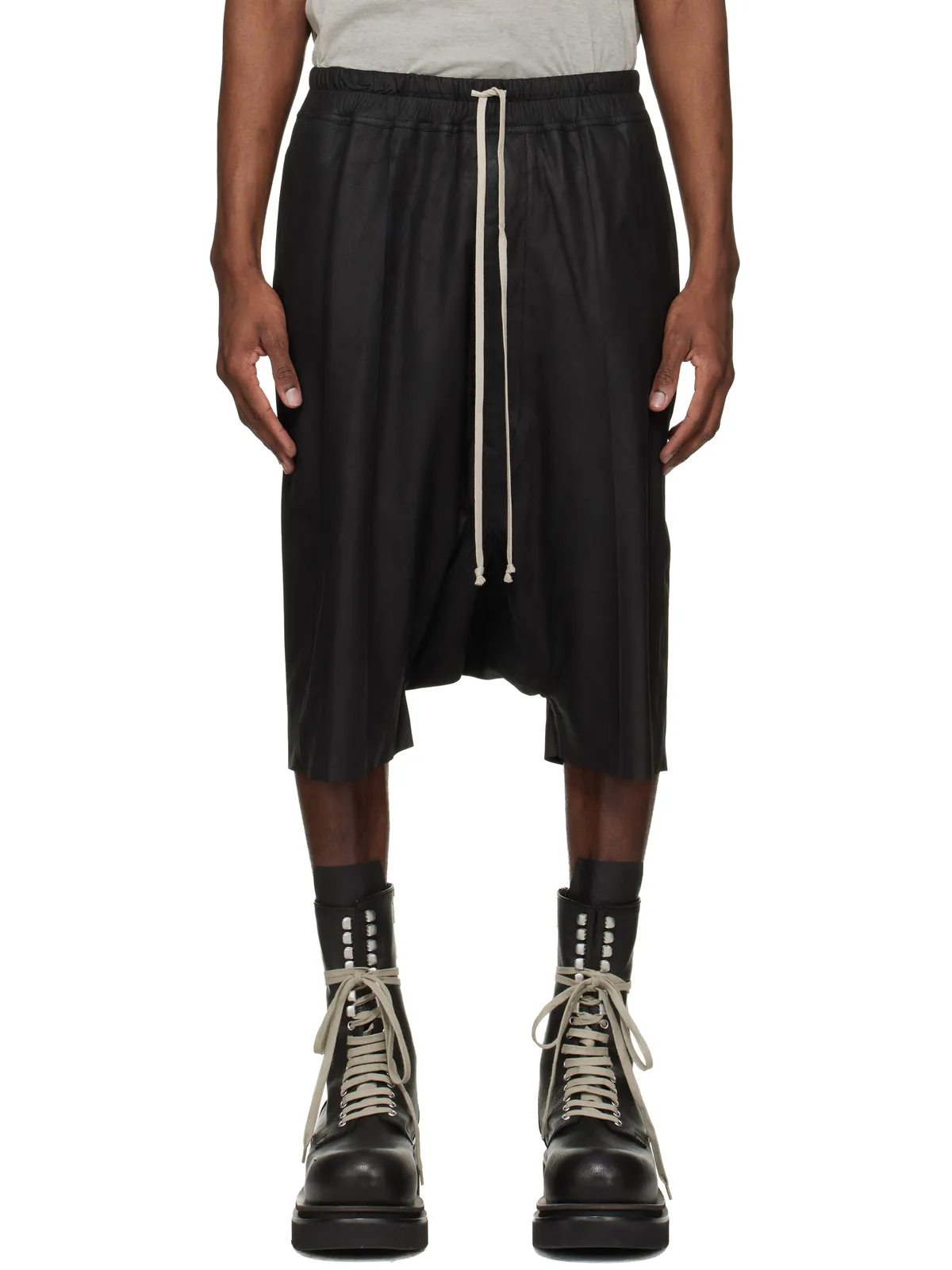Rick Owens Temple Rick S Pods レザーショートパンツ - 画像1
