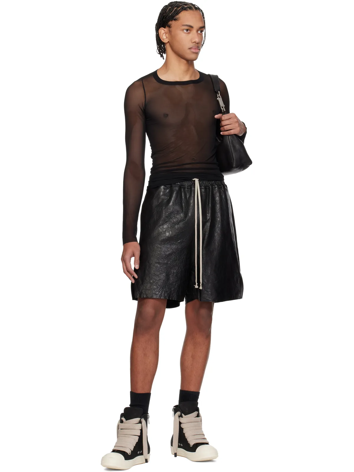 Rick Owens Temple ボクサー レザーショートパンツ - 画像4