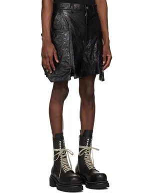 Rick Owens Temple Stefan レザー カーゴショートパンツ - サムネイル2