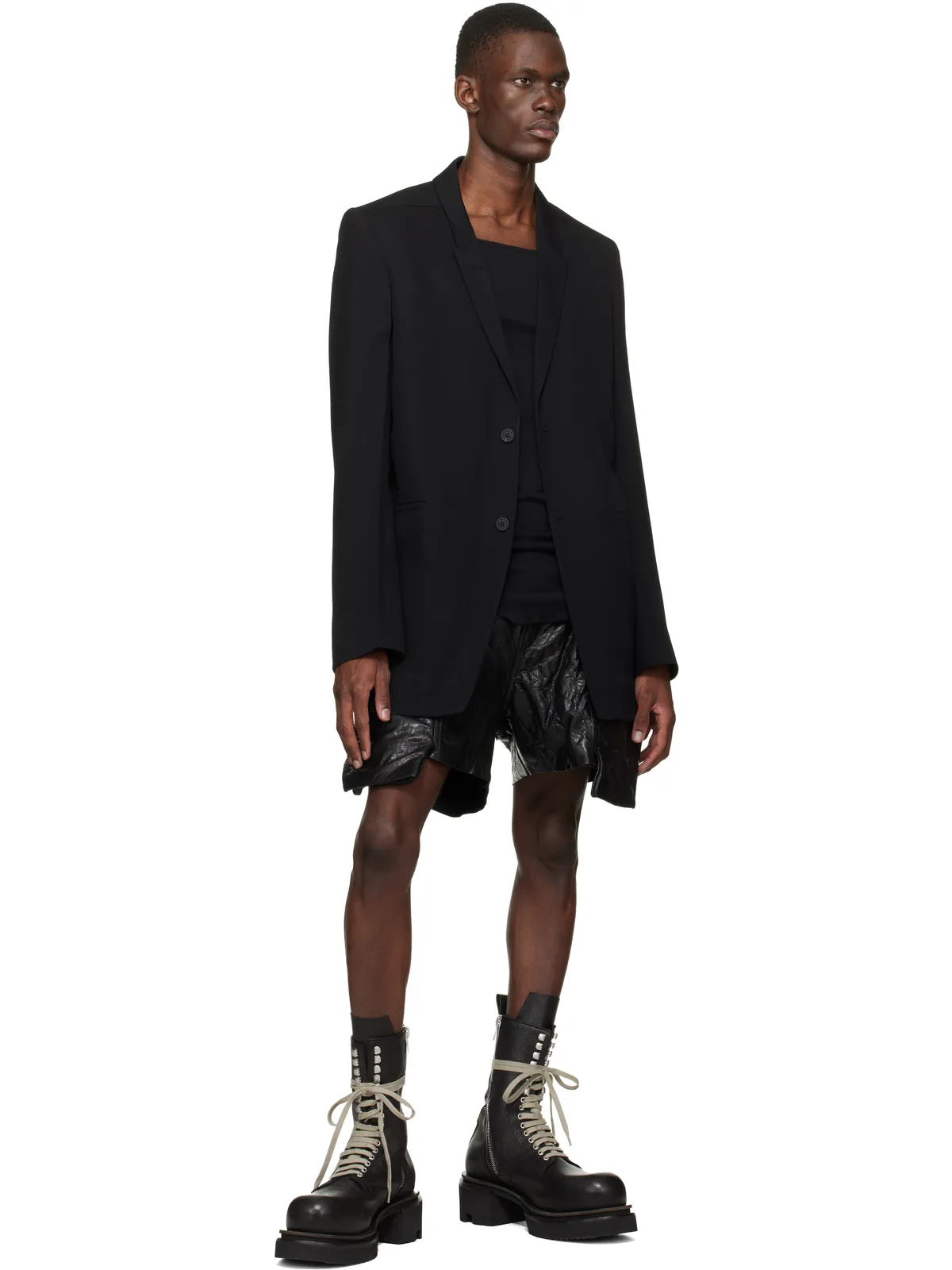 Rick Owens Temple Stefan レザー カーゴショートパンツ - 画像4