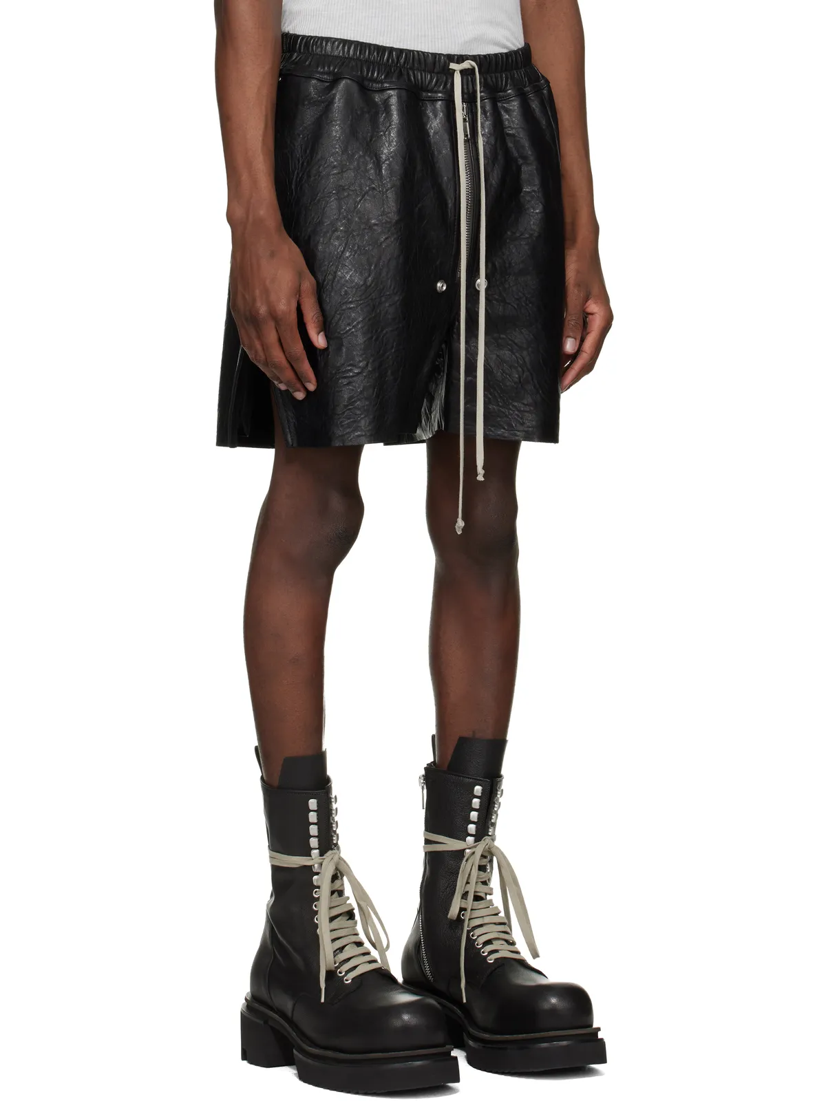 Rick Owens Temple Bela Boxers レザーショートパンツ - 画像2