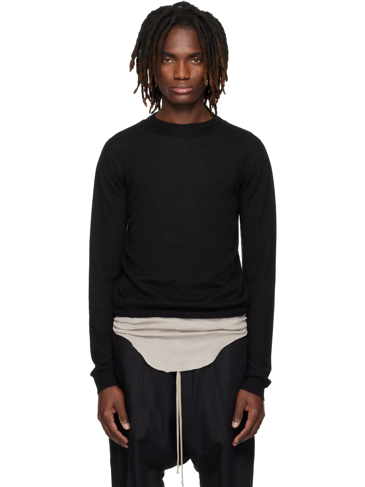Rick Owens Temple Rasato Knit Cropped Biker セーター - 画像1