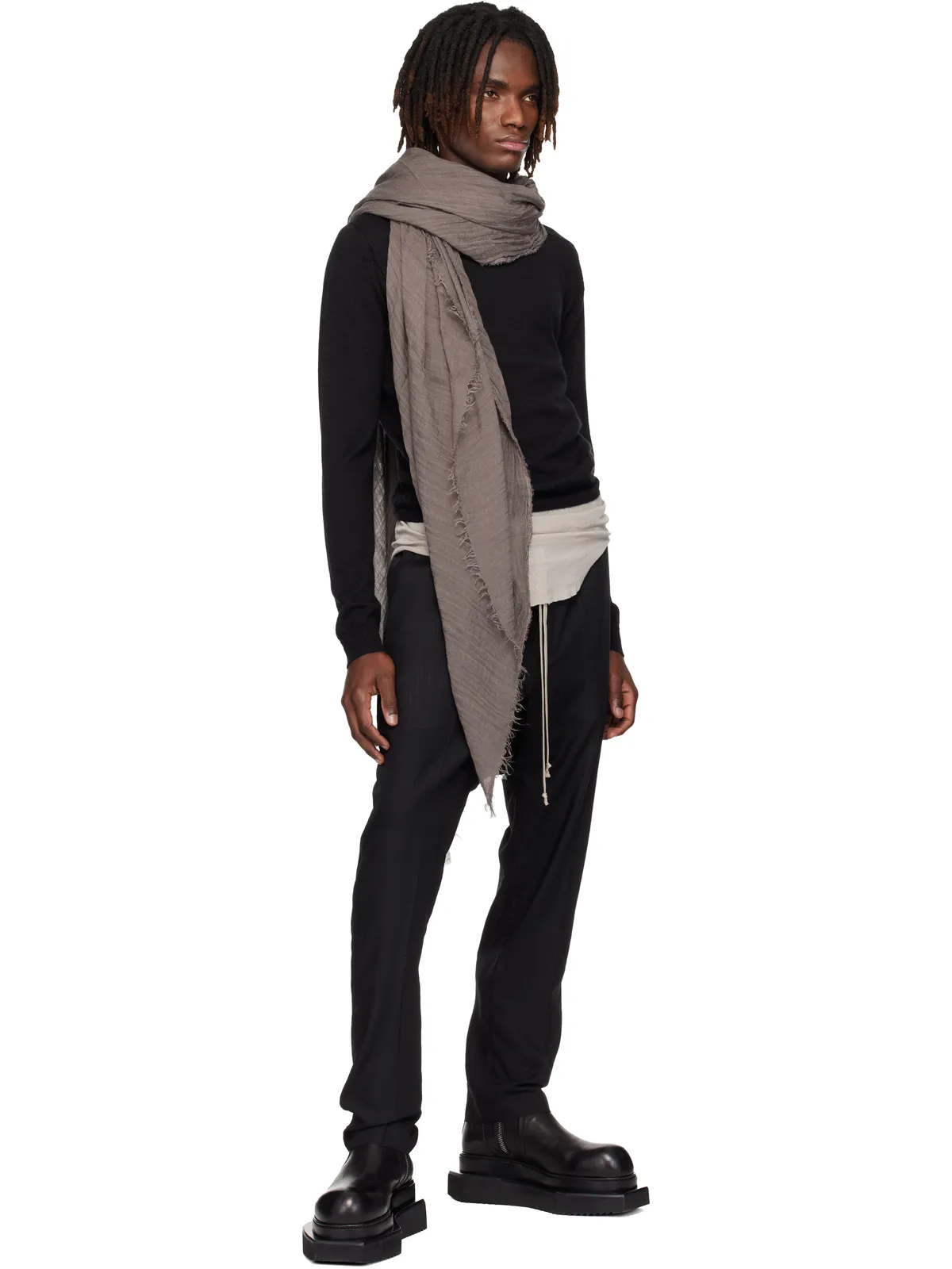 Rick Owens Temple Rasato Knit Cropped Biker セーター - 画像4