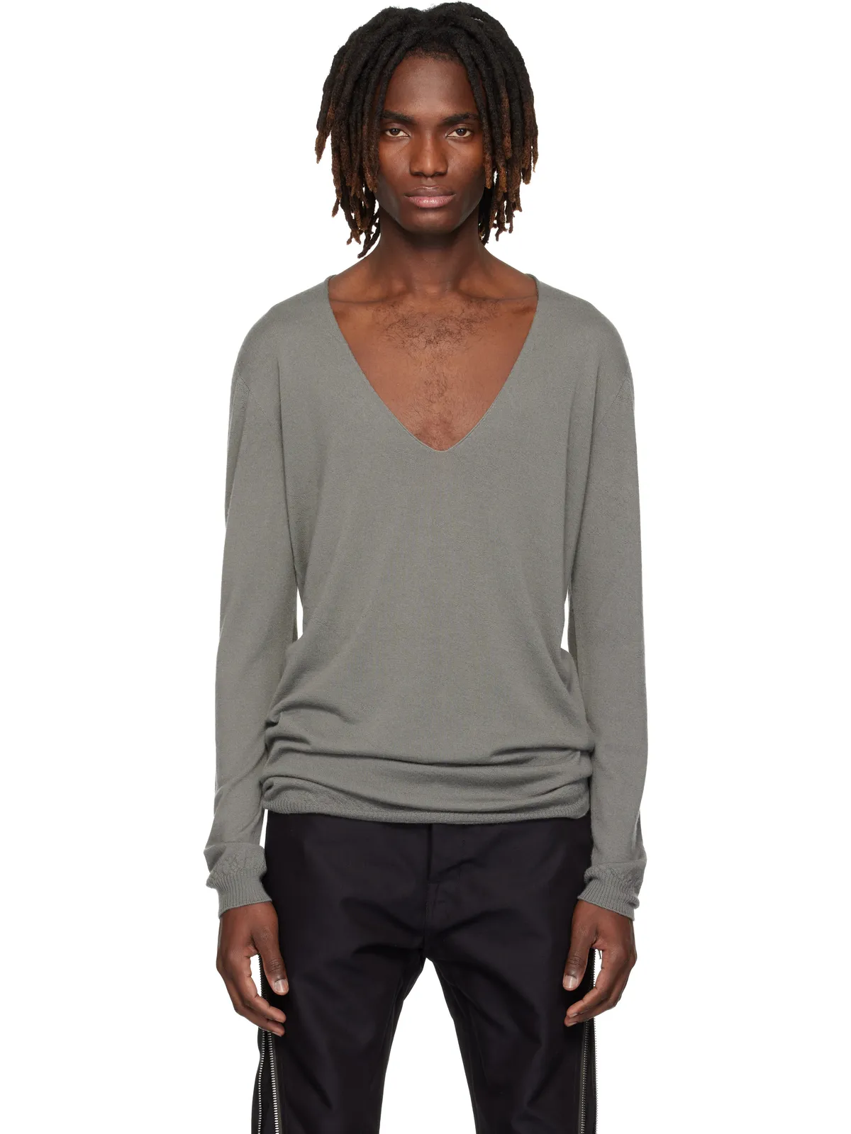 Rick Owens Temple Oversize Extreme V Neck セーター - 画像1
