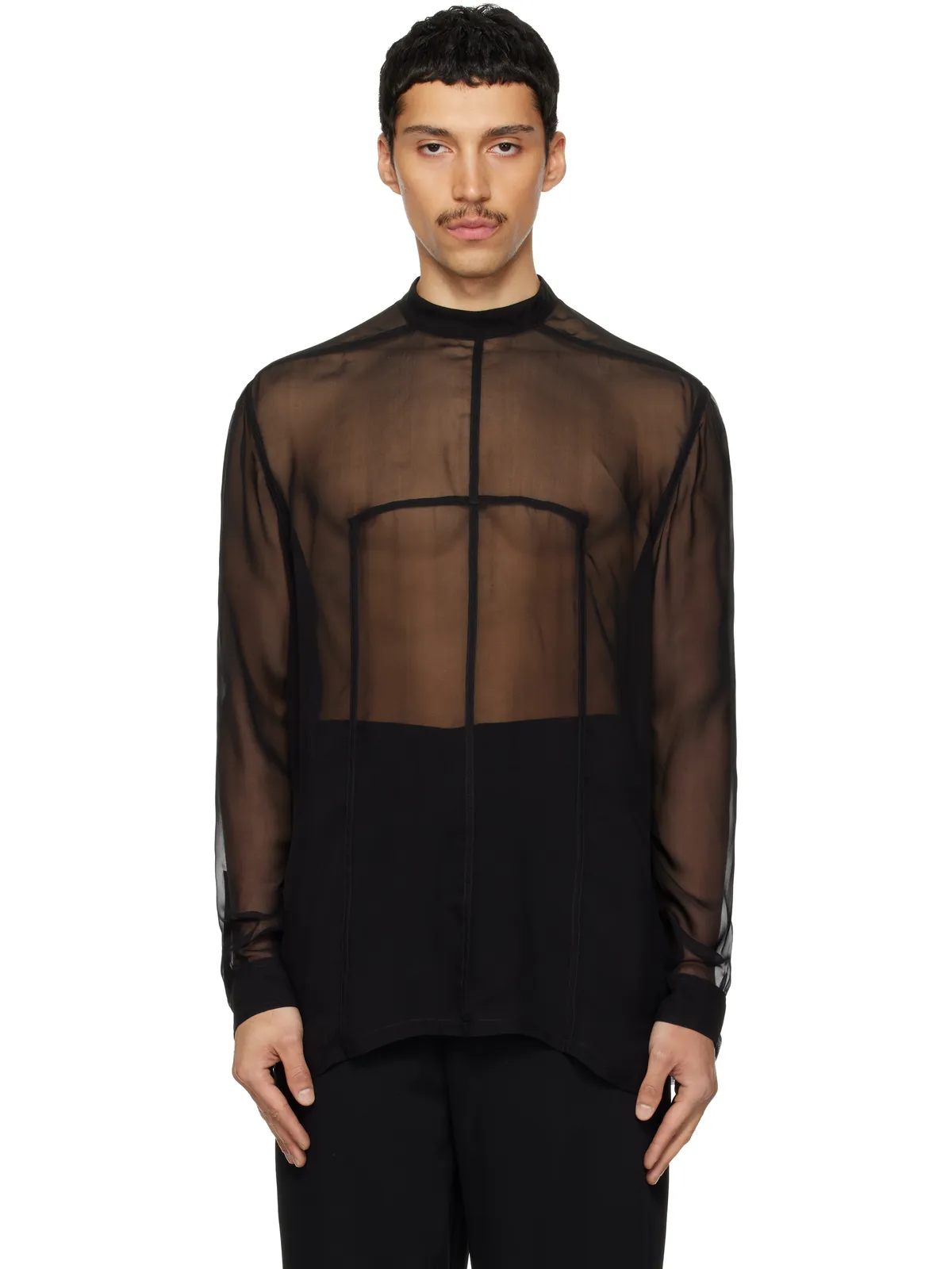 Rick Owens Temple Silk Chiffon Fork Shield トップス - 画像1