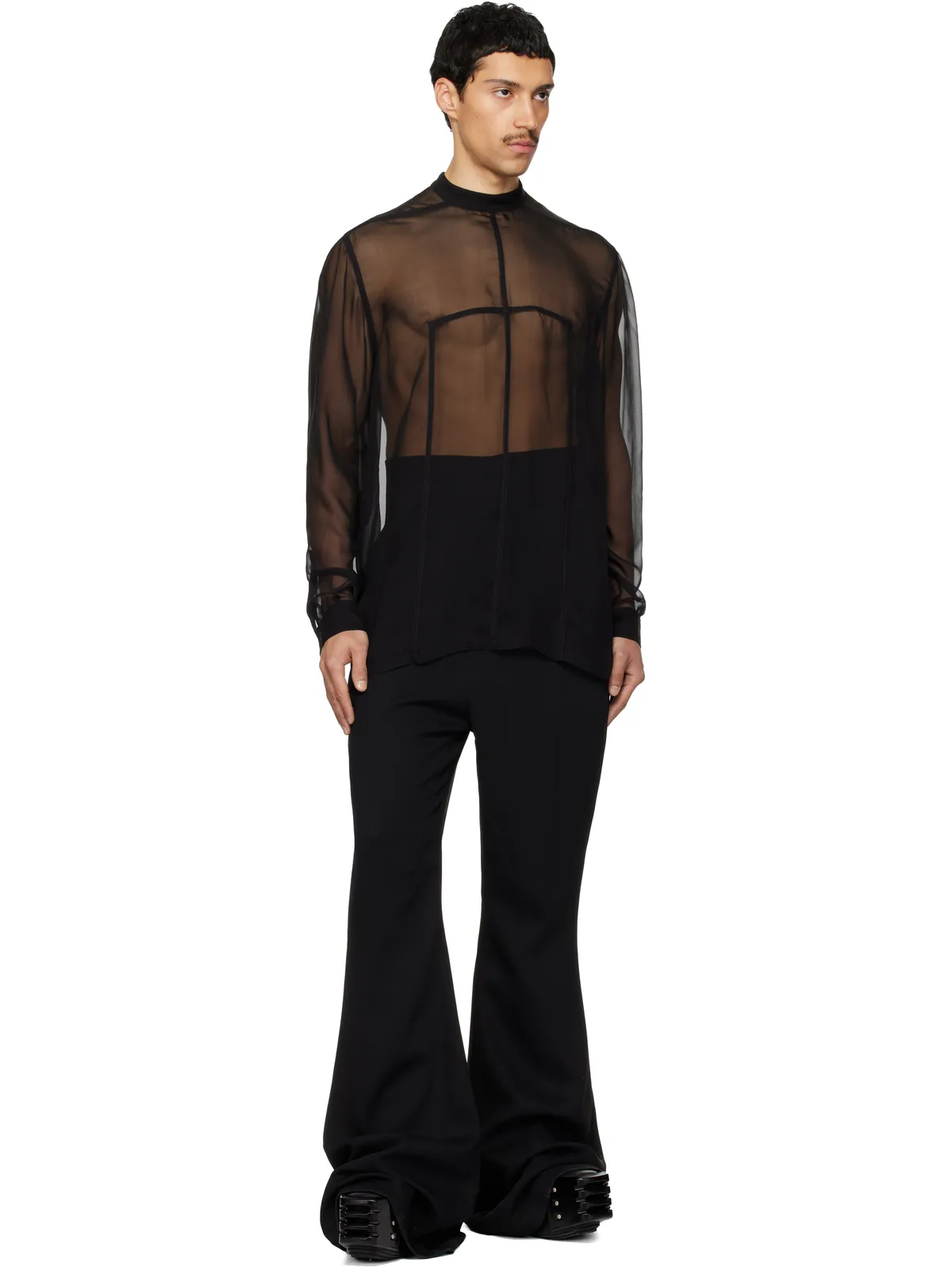 Rick Owens Temple Silk Chiffon Fork Shield トップス - 画像4