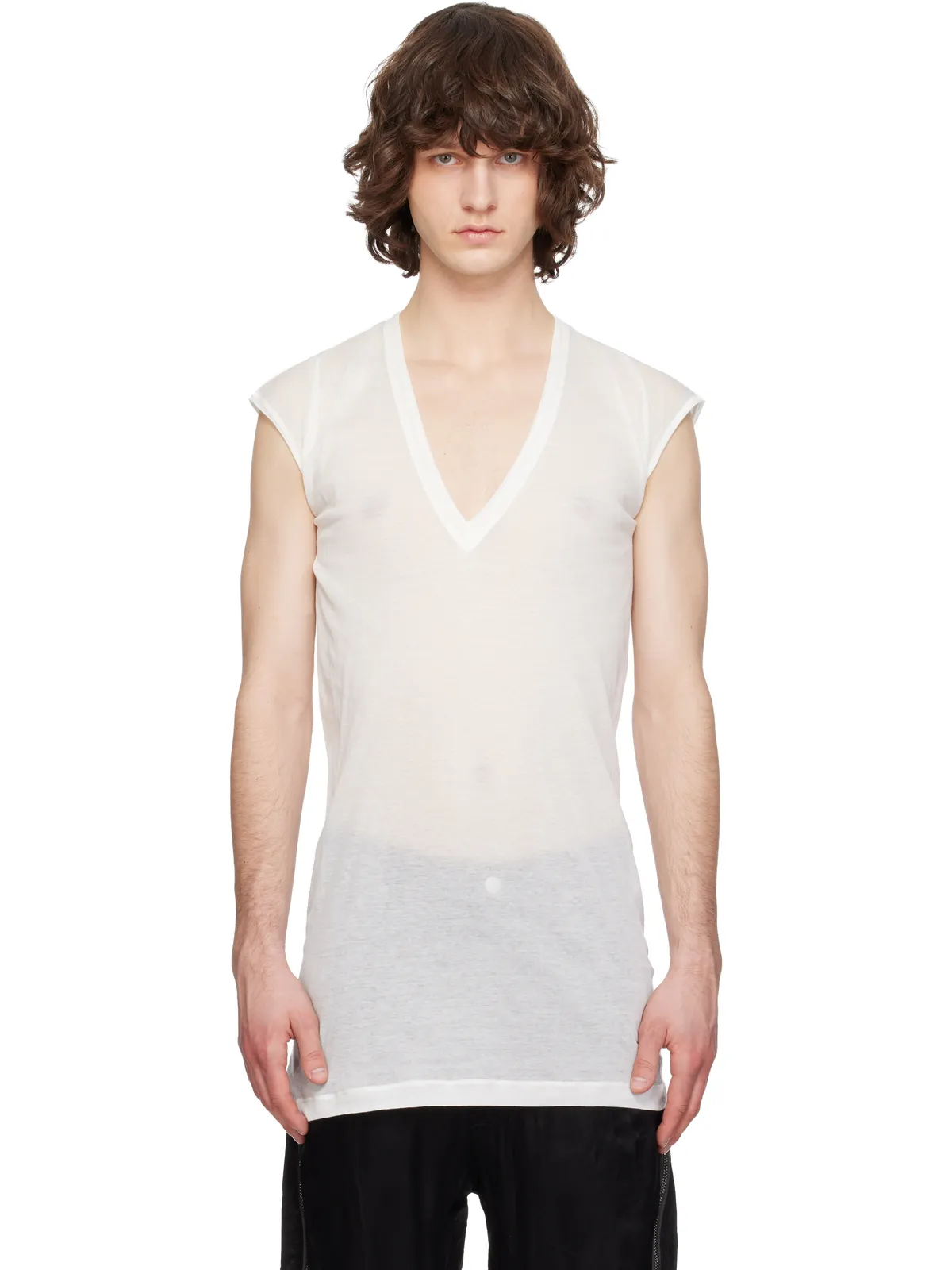 Rick Owens Temple Deep V SL Tシャツ - 画像1