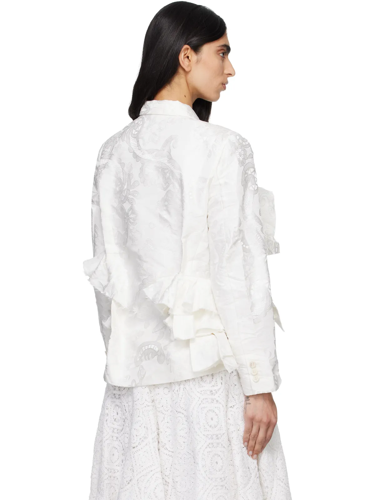 Comme des Garçons Gros Grain Lace Pattern Garment Treated テーラードジャケット - 画像3