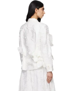 Comme des Garçons Gros Grain Lace Pattern Garment Treated テーラードジャケット - サムネイル3