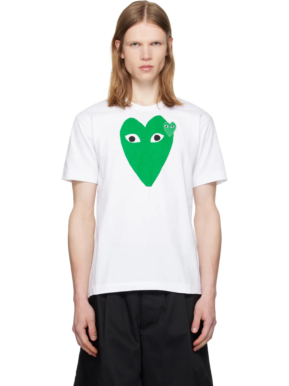 COMME des GARÇONS PLAY 'Green Emblem Green Heart' Tシャツ - 画像1