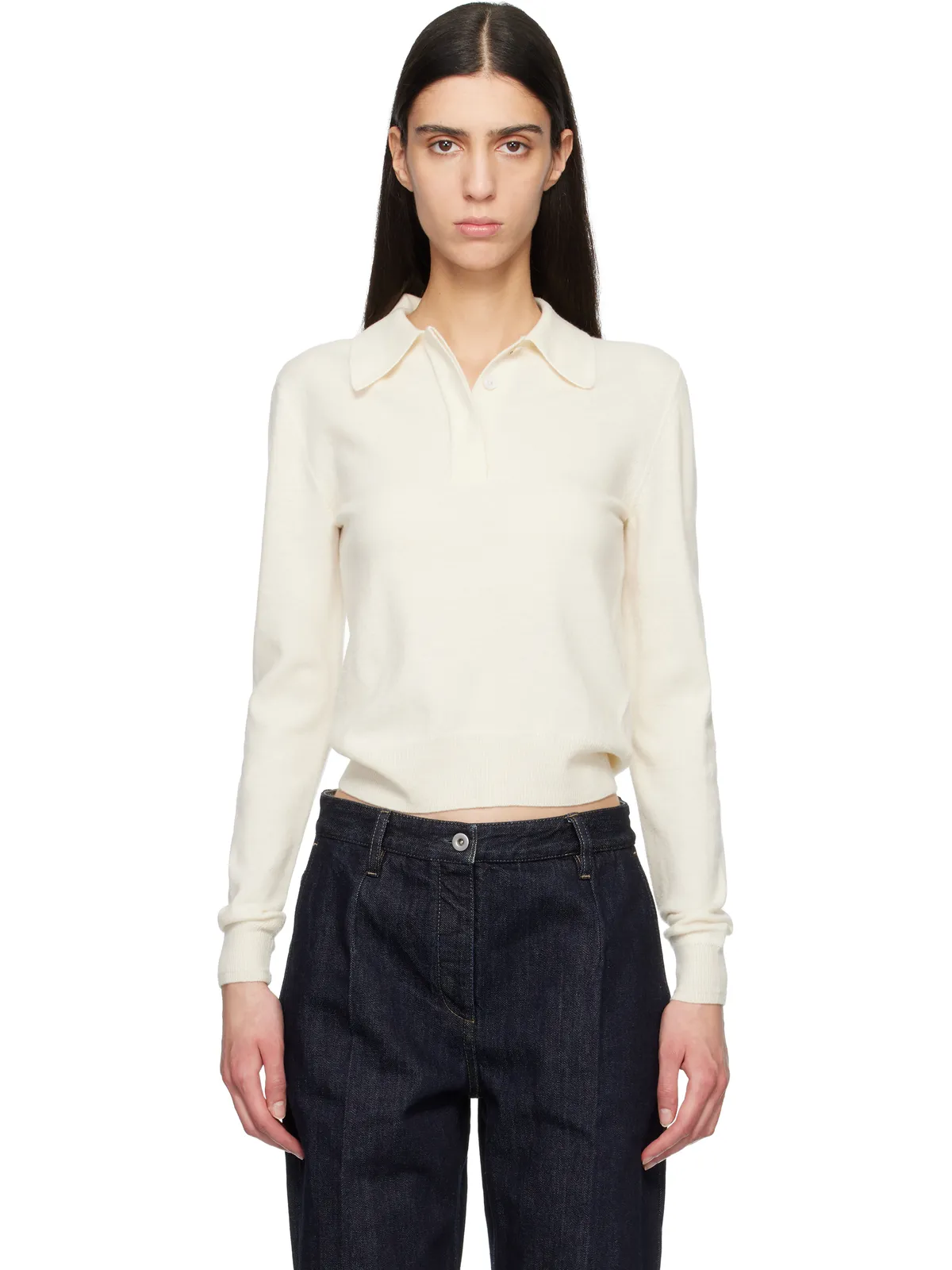 Jil Sander ウール 長袖ニットポロシャツ - 画像1