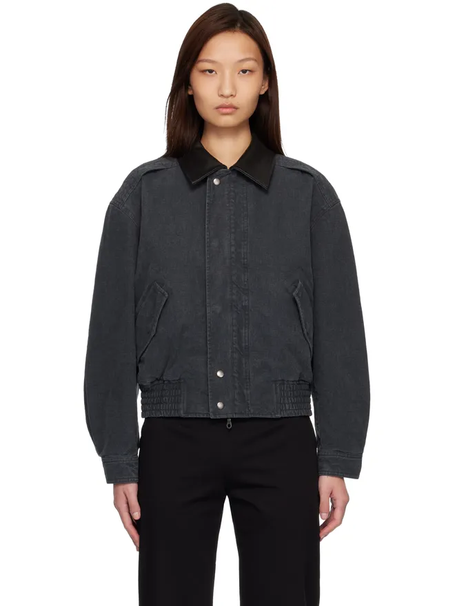 COOR COOR Leather Collar Washed Cationized ボンバージャケットの商品画像