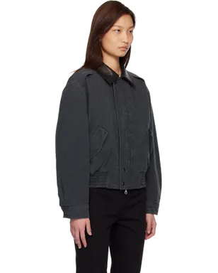 COOR Leather Collar Washed Cationized ボンバージャケット - サムネイル2