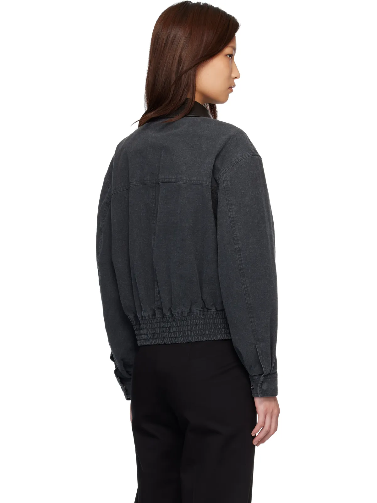COOR Leather Collar Washed Cationized ボンバージャケット - 画像3