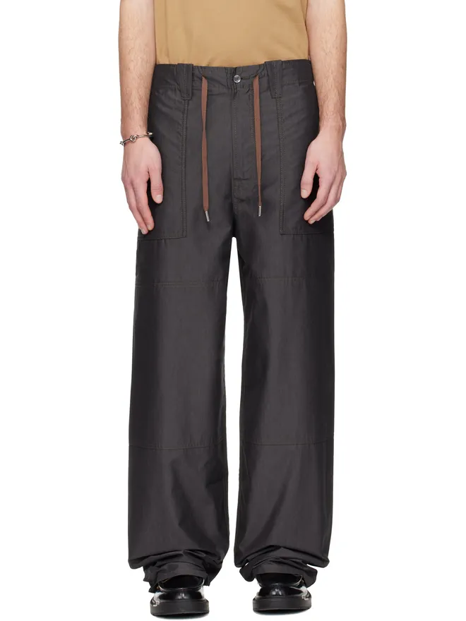 Lanvin Lanvin グレー シャンブレー ワイドレッグ カーゴパンツの商品画像