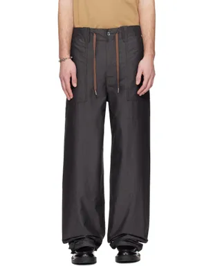 Lanvin グレー シャンブレー ワイドレッグ カーゴパンツ - サムネイル1