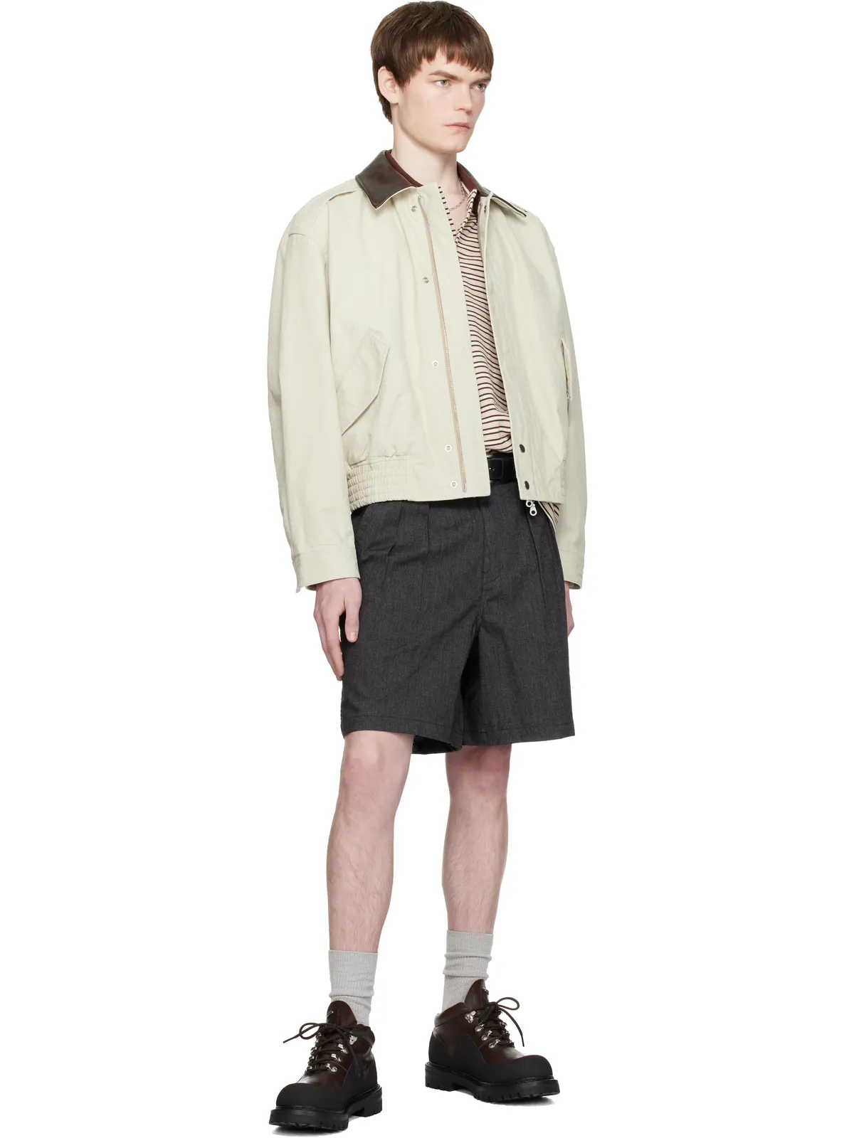 COOR Leather Collar Washed Cationized ボンバージャケット - 画像4