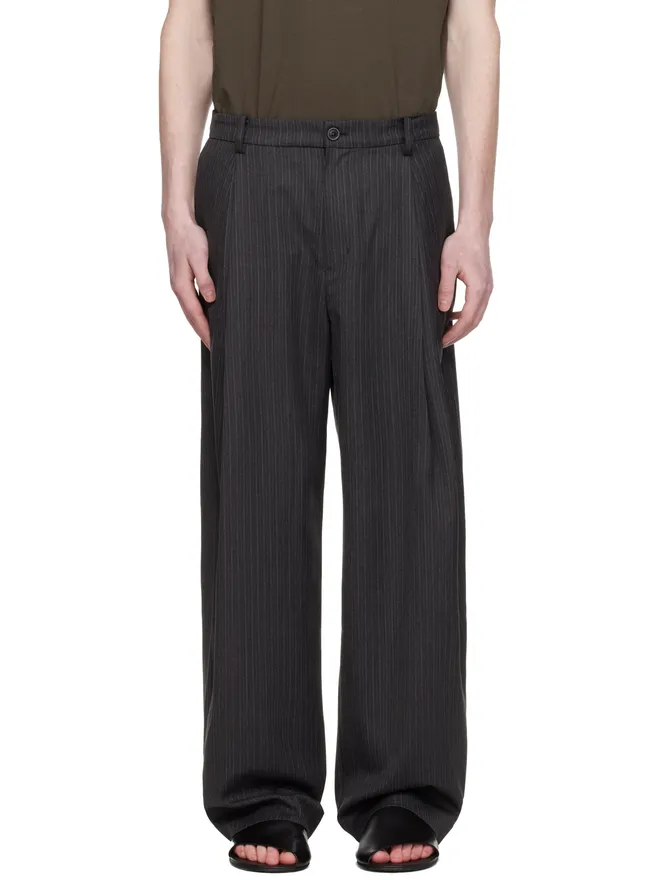 COOR COOR Stripe ウールブレンド タックパンツの商品画像