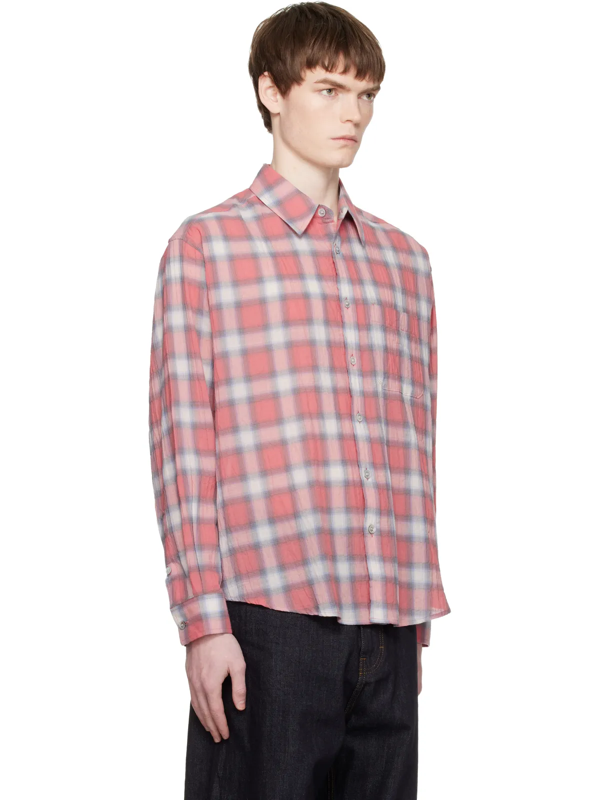 COOR Ombre Checkered シアサッカー シャツ - 画像2