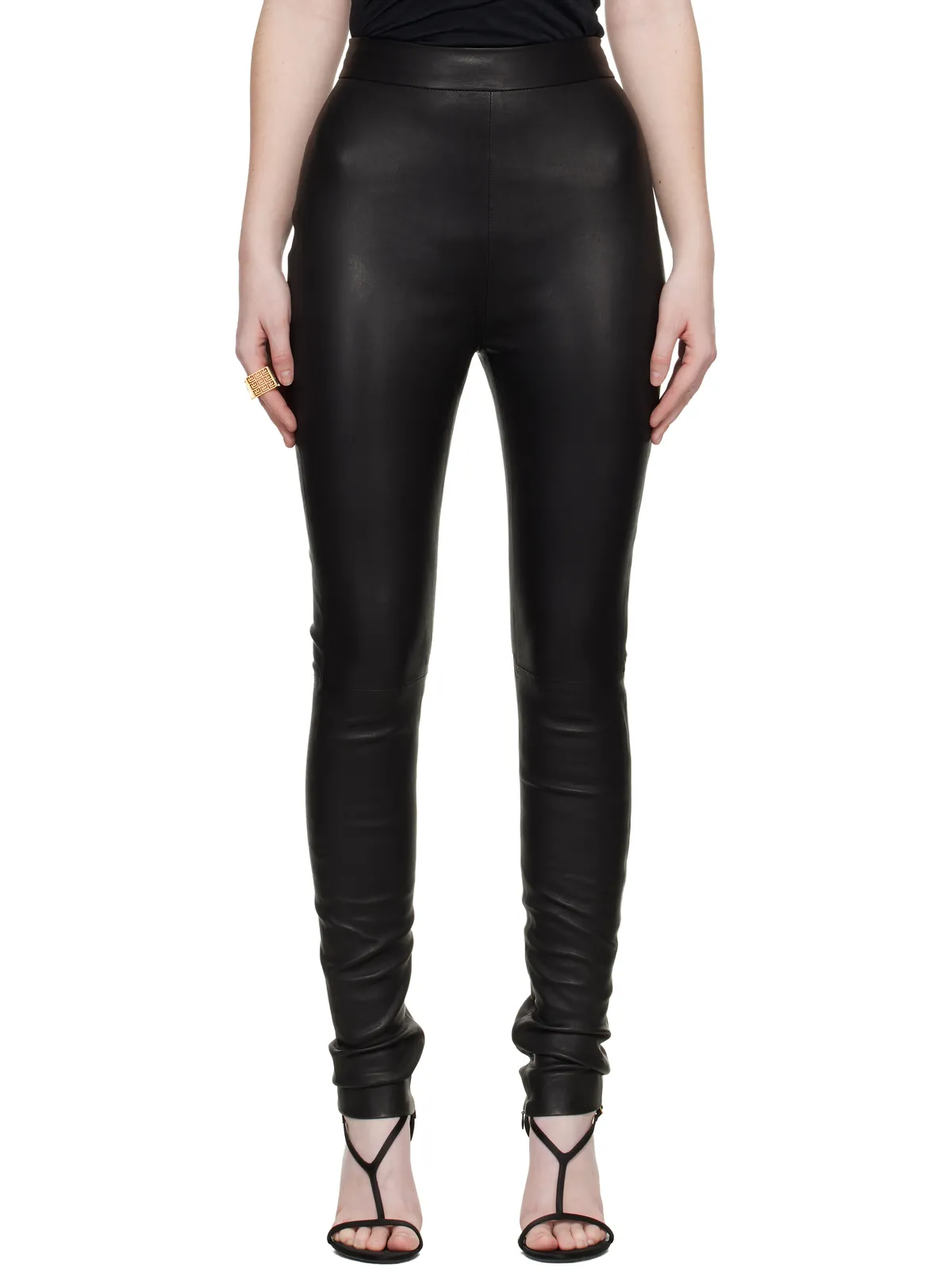 BALMAIN ジッパー ラムスキン レギンス - 画像1