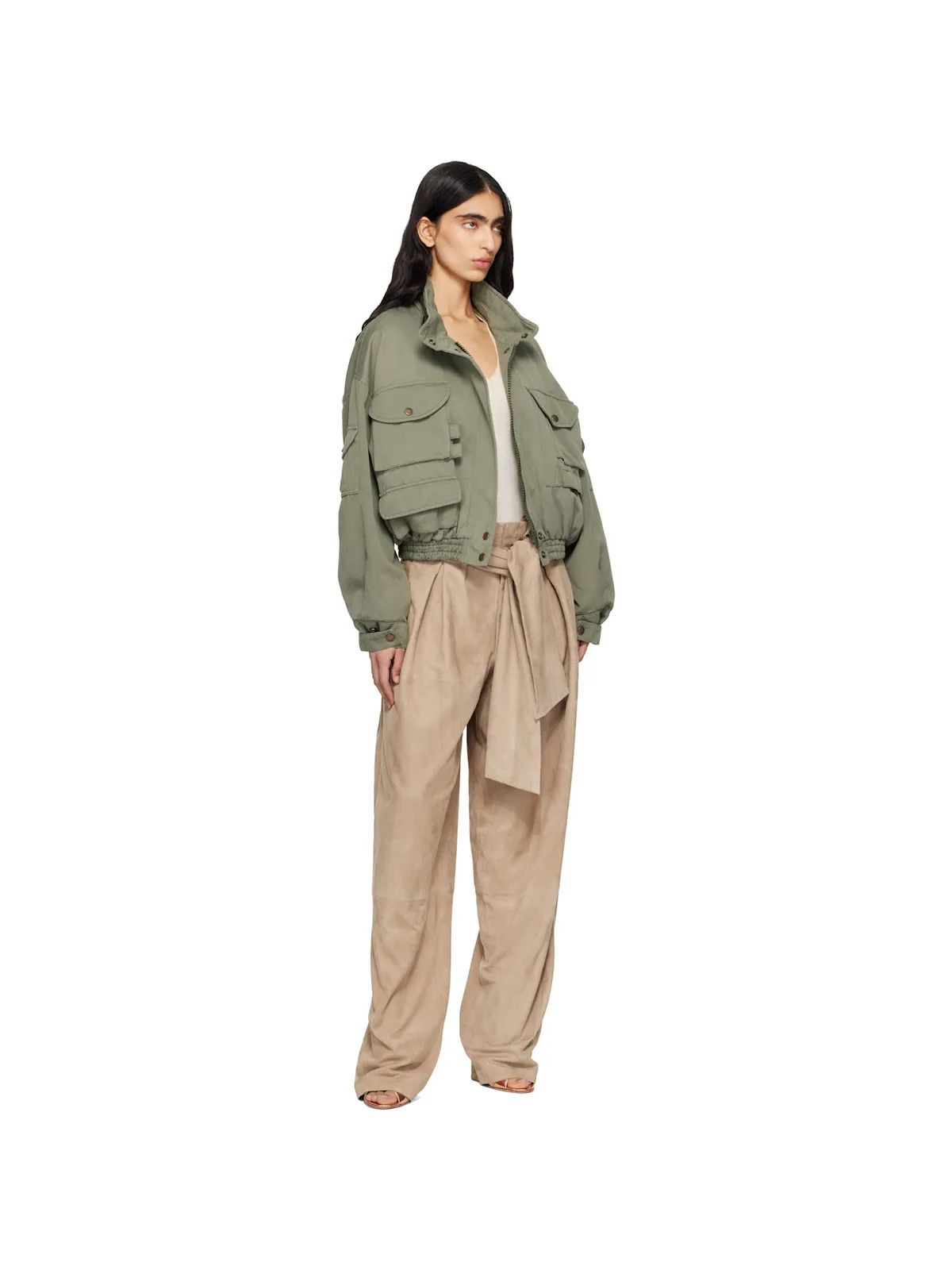 BALMAIN スエード ハイウエスト トラウザーズ - 画像4