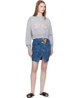 BALMAIN クロップド プリント コットン スウェットシャツ - サムネイル4