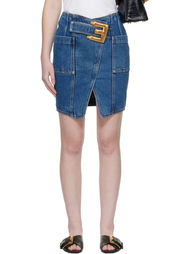 BALMAIN BALMAIN Short デニム ベルト ミディアムスカートの商品画像