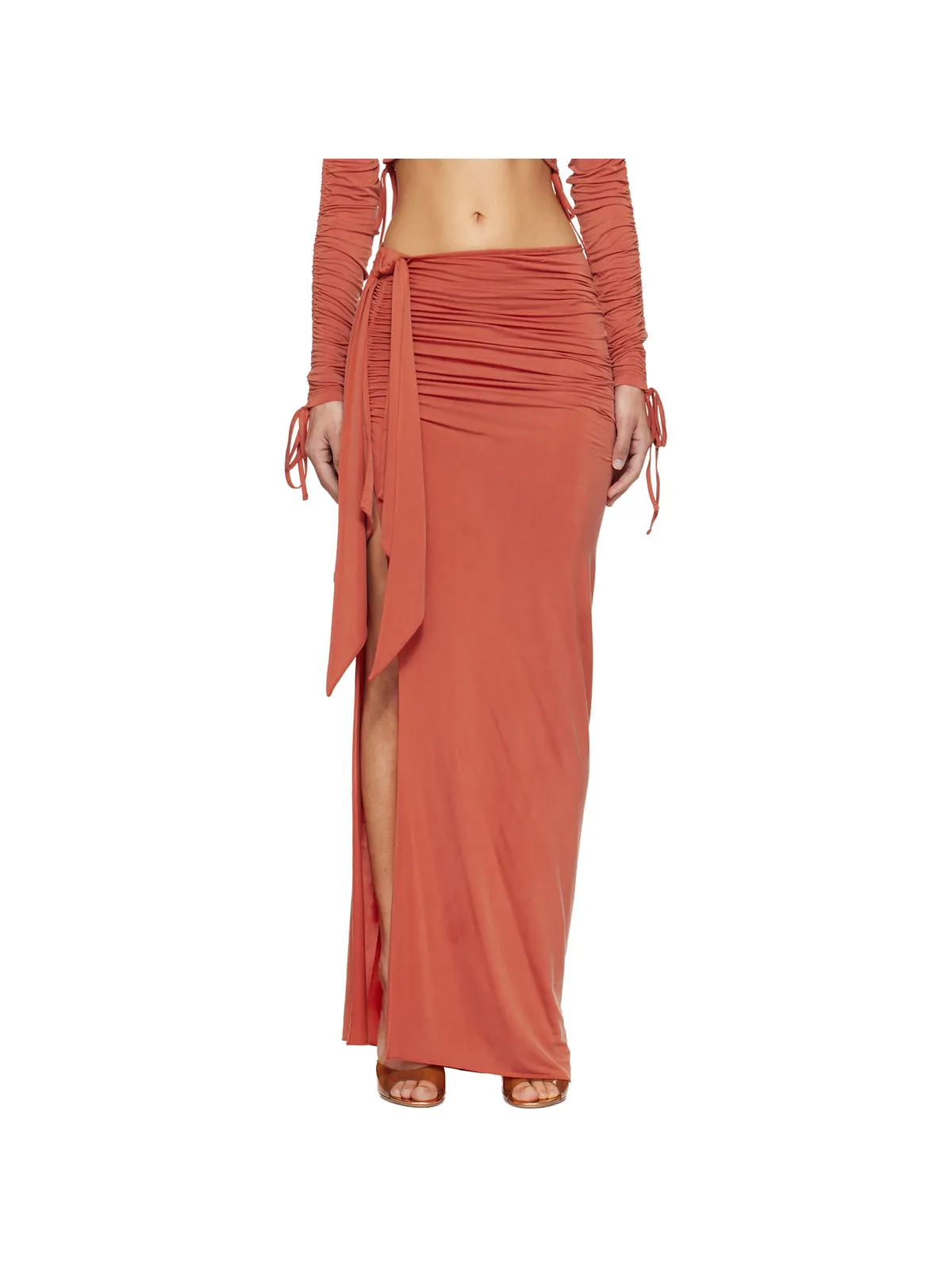 BALMAIN Knotted Split ジャージ マキシスカート - 画像1