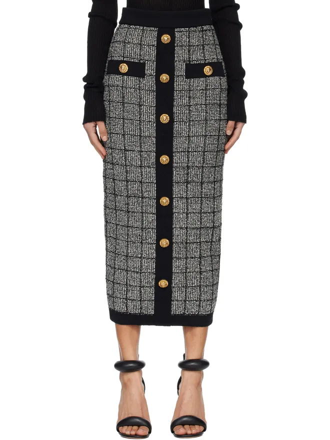 BALMAIN BALMAIN Buttoned Knit Light Tweed マキシスカートの商品画像