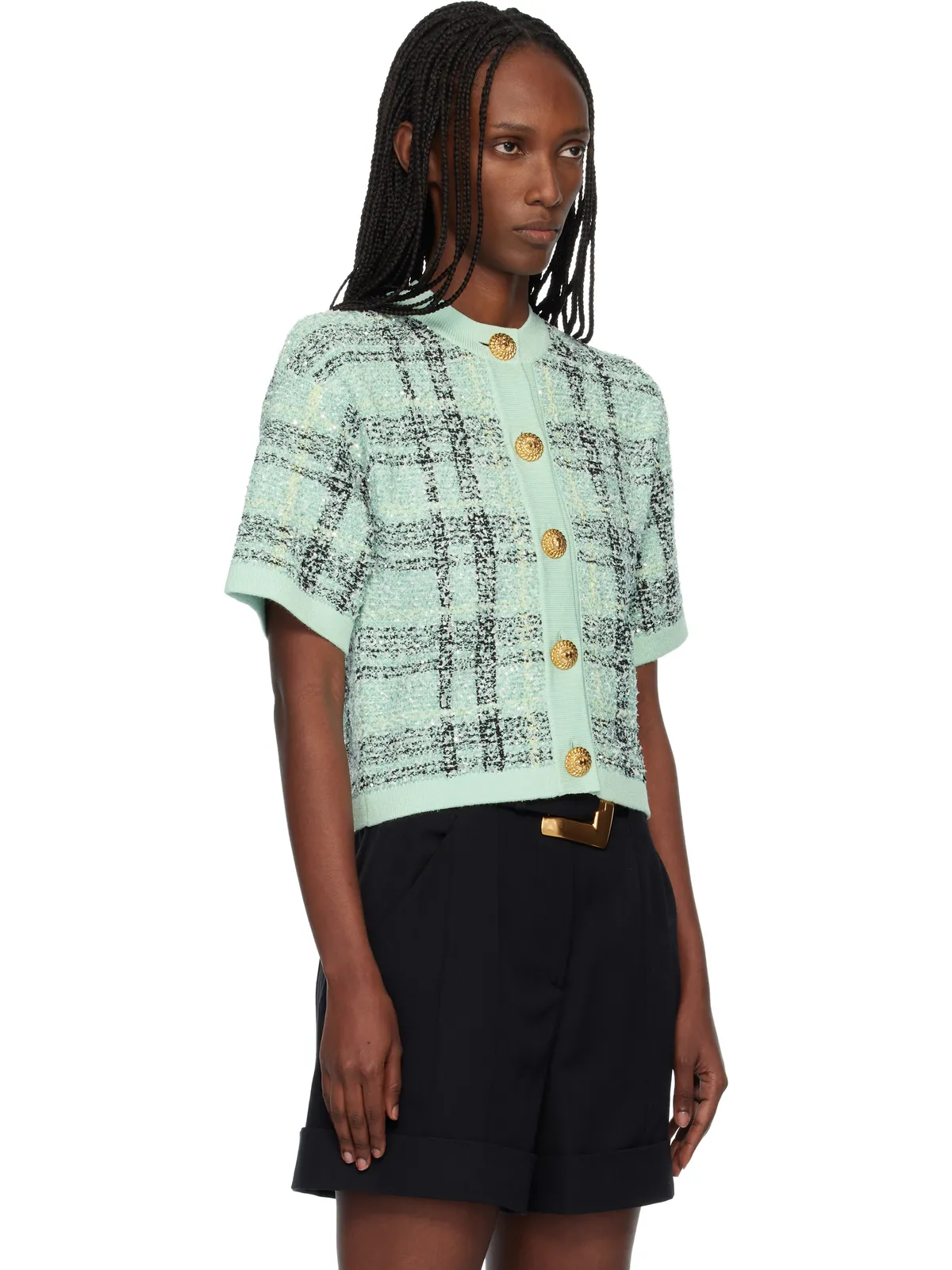 BALMAIN Buttoned Shiny Light ツイード カーディガン - 画像2