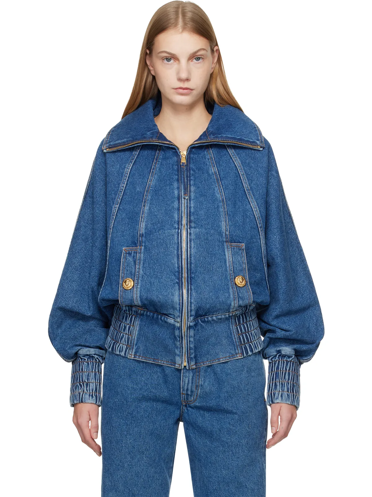 BALMAIN ジッパー デニム ボンバージャケット - 画像1