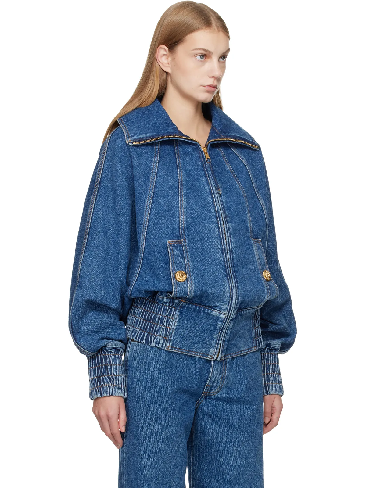 BALMAIN ジッパー デニム ボンバージャケット - 画像2