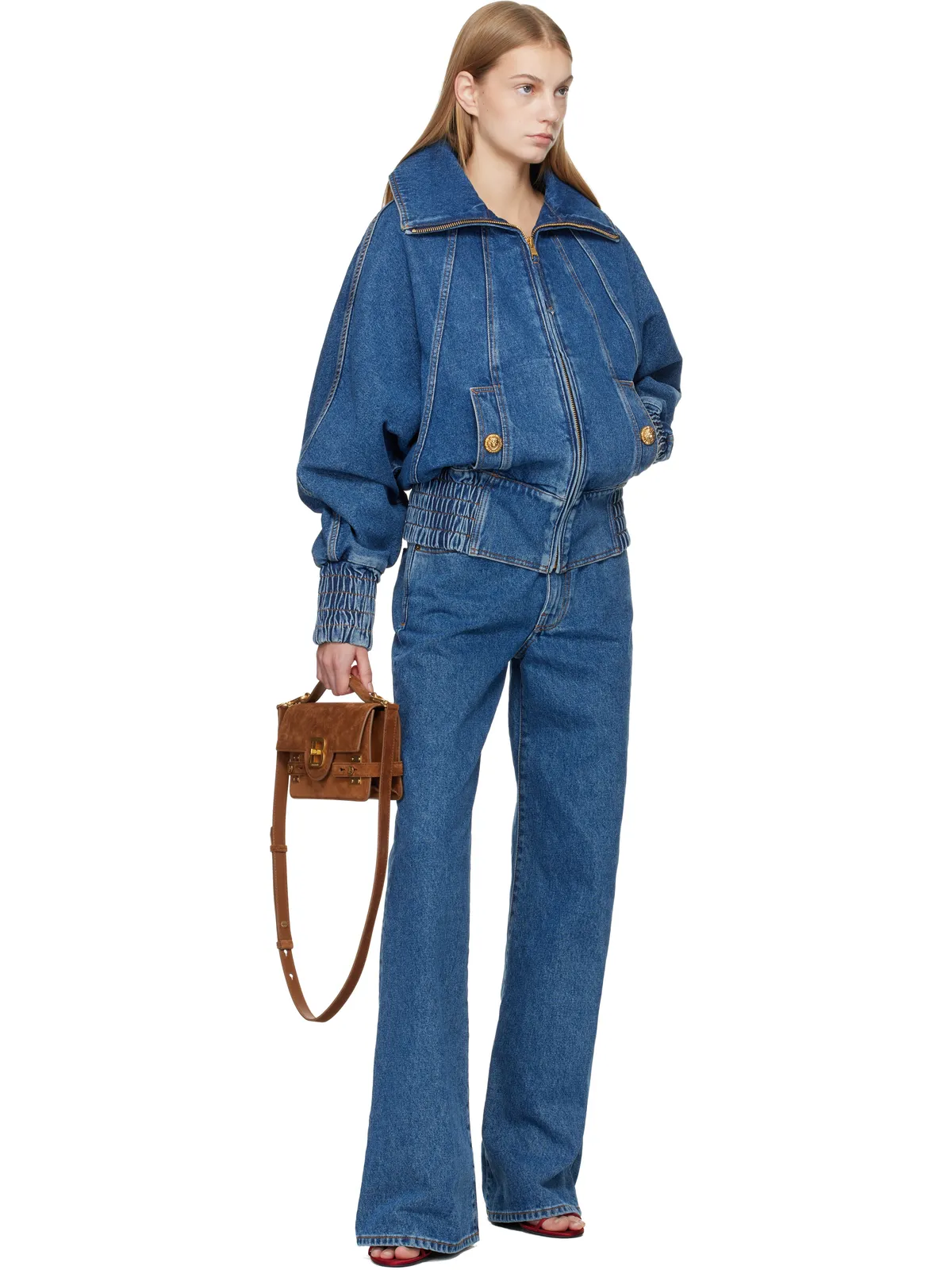 BALMAIN ジッパー デニム ボンバージャケット - 画像4