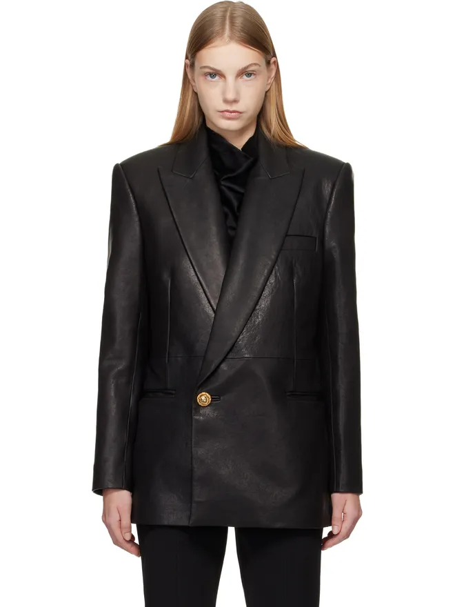 BALMAIN BALMAIN ラムスキン ロング丈テーラードジャケットの商品画像