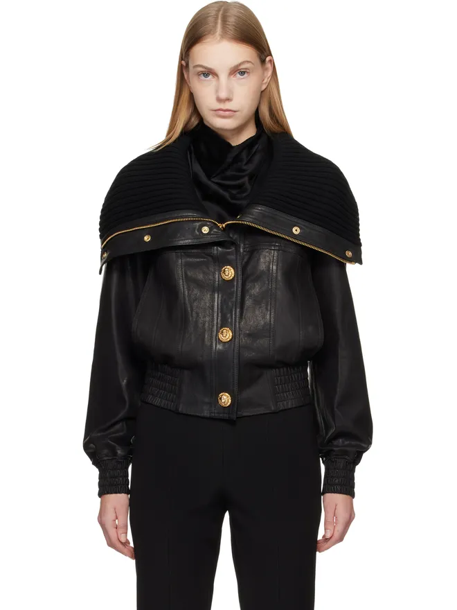 BALMAIN BALMAIN ラムスキン＆ニット ボンバージャケットの商品画像