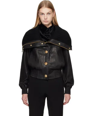 BALMAIN ラムスキン＆ニット ボンバージャケット - サムネイル1