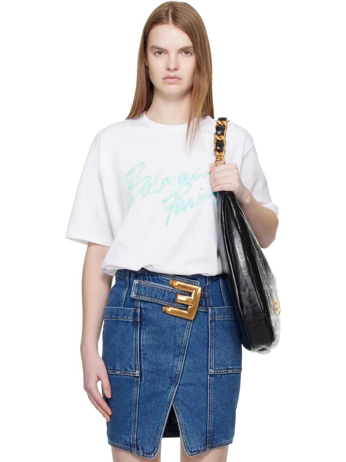 BALMAIN Boxy 'Balmain Paris' Brush プリントTシャツ - 画像1