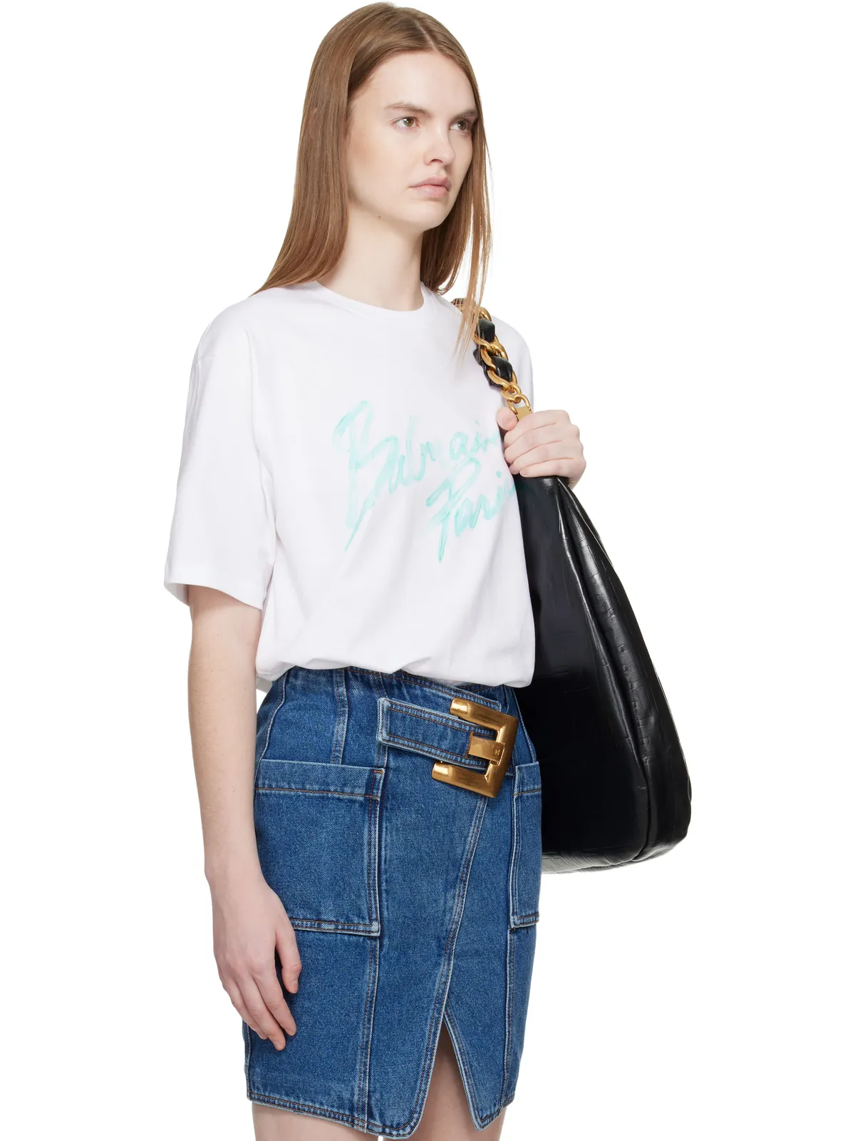 BALMAIN Boxy 'Balmain Paris' Brush プリントTシャツ - 画像2