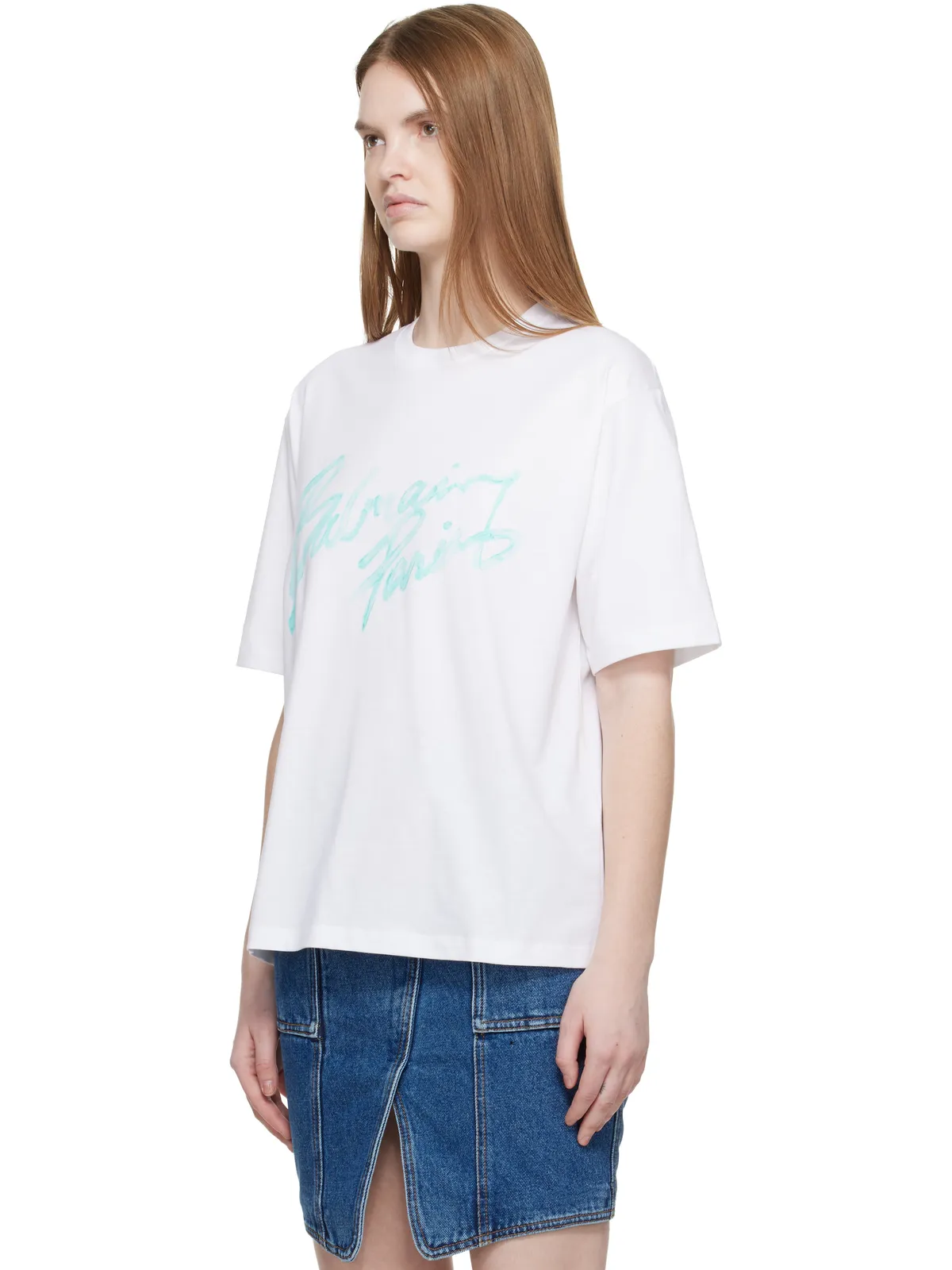 BALMAIN Boxy 'Balmain Paris' Brush プリントTシャツ - 画像4
