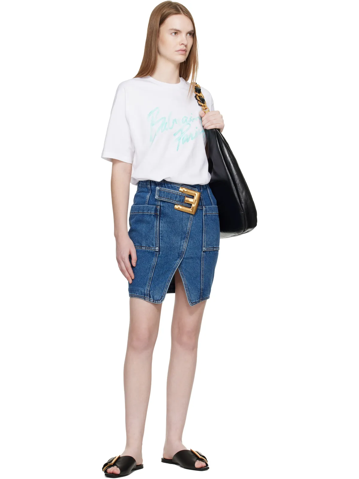 BALMAIN Boxy 'Balmain Paris' Brush プリントTシャツ - 画像5