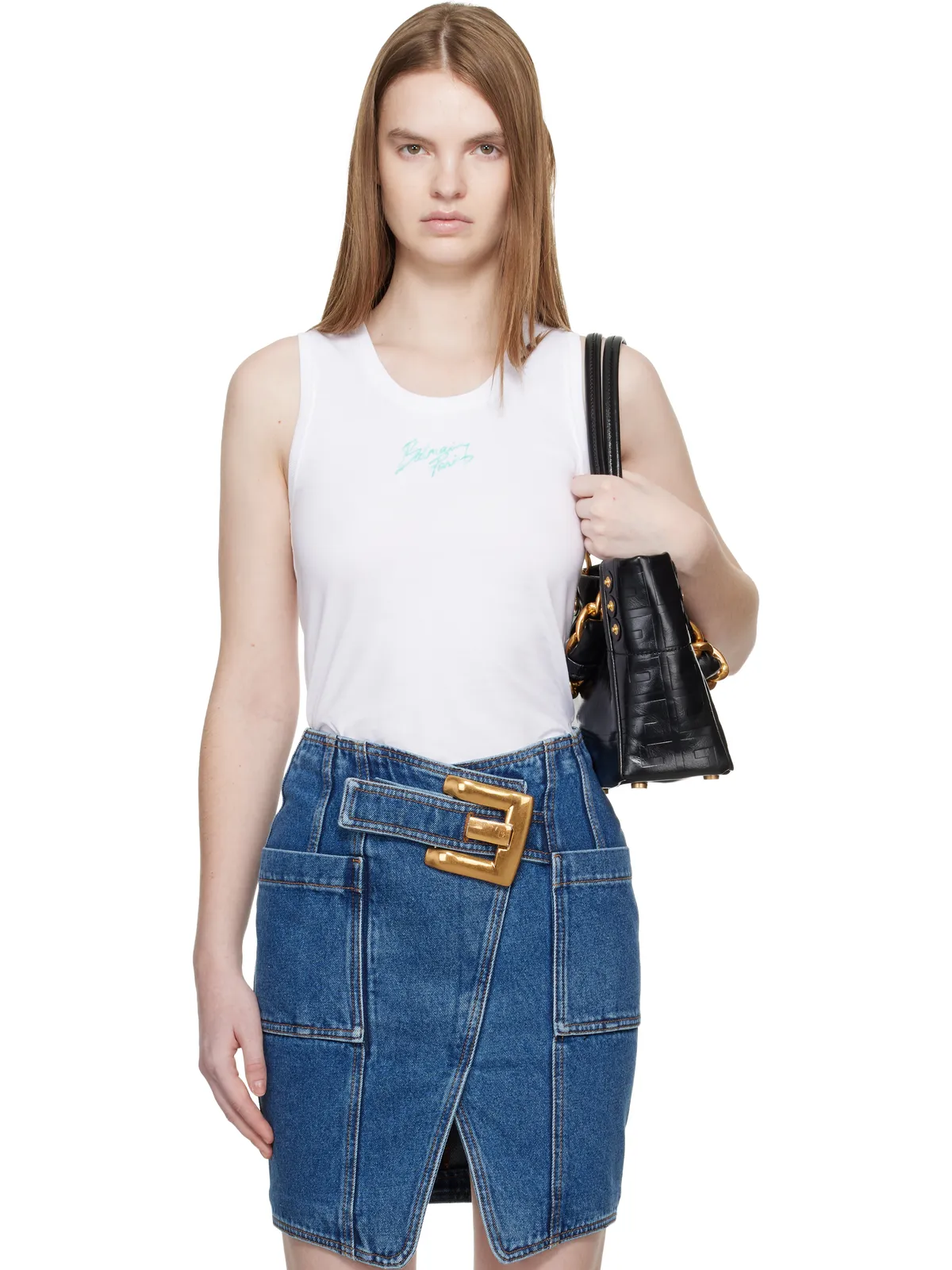 BALMAIN Relaxed 'Balmain Paris' Brush プリント タンクトップ - 画像1
