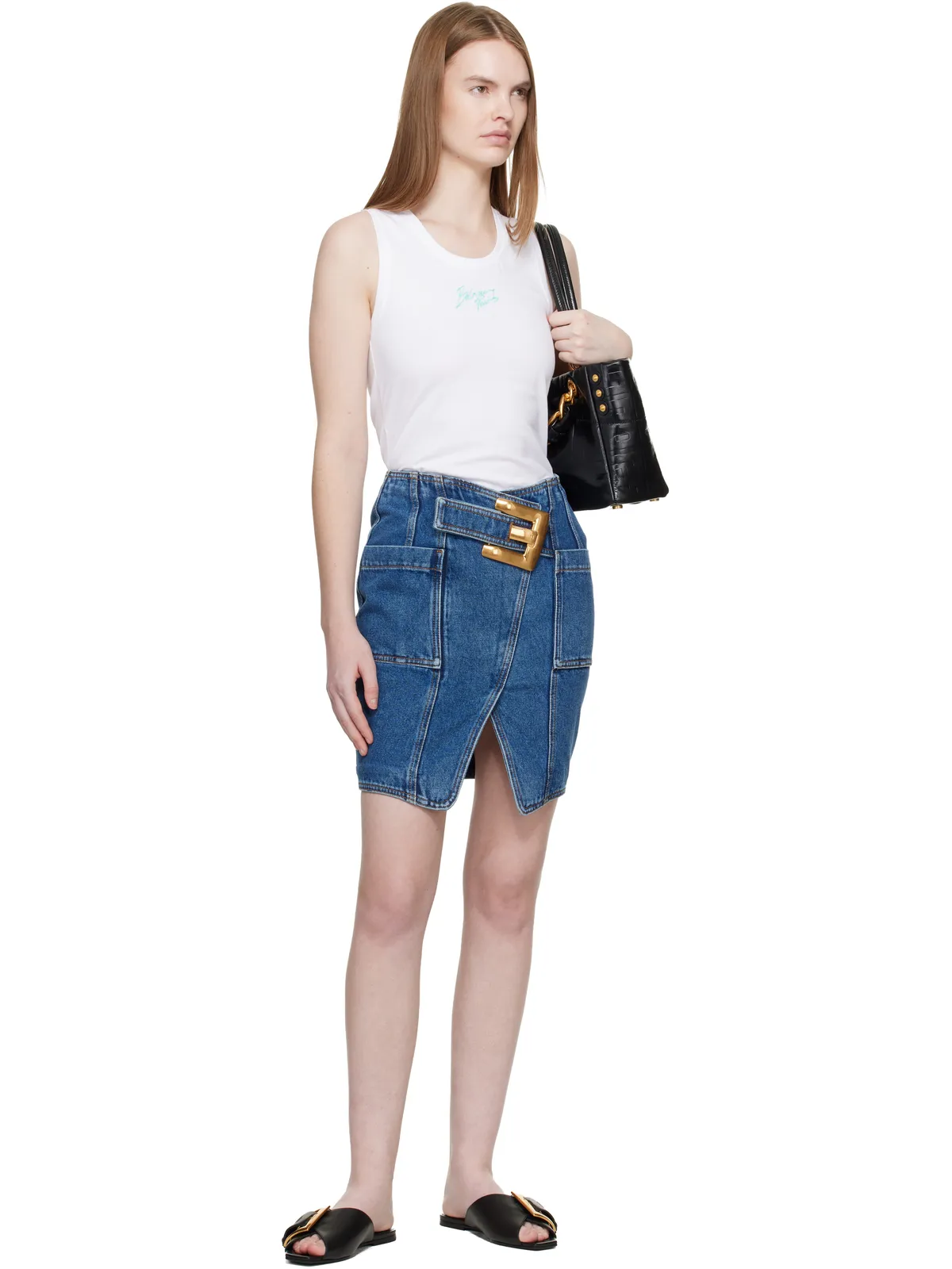 BALMAIN Relaxed 'Balmain Paris' Brush プリント タンクトップ - 画像5