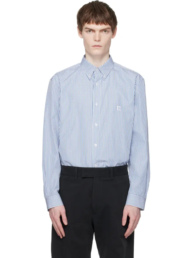 BALMAIN BALMAIN Embroidered Pinstripe Popeline Regular シャツの商品画像