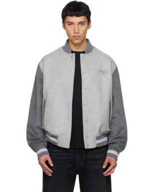BALMAIN ウール＆カシミヤ バーシティ ボンバージャケット - サムネイル1