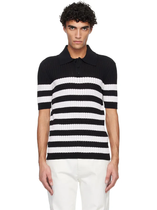 BALMAIN BALMAIN Marinière コットンリブ ニットポロシャツの商品画像
