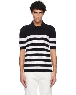 BALMAIN Marinière コットンリブ ニットポロシャツ - サムネイル1